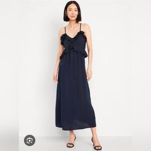 Old Navy Satin Maxi Ruffle Dress